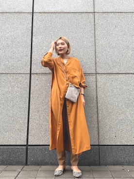 「CAPRICIEUX LE'MAGE（カプリシューレマージュ）のベイクドカラースエードショルダーバッグ（ショルダーバッグ）」を使った、yabu_lemageさん（レディース・162cm）の秋コーディネート