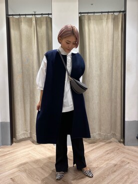 「CAPRICIEUX LE'MAGE（カプリシューレマージュ）のピンタックカットパンツ（その他パンツ）」を使った、yabu_lemageさん（レディース・162cm）の秋コーディネート
