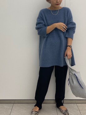 「CAPRICIEUX LE'MAGE（カプリシューレマージュ）の〈新色追加〉ラクーンウール畦チュニック（ニット/セーター）」を使った、yabu_lemageさん（レディース・162cm）の秋コーディネート