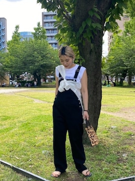 「SOMETHING（サムシング）のアイテム（オールインワン・サロペット）」を使った、yabu_lemageさん（レディース・162cm）の夏コーディネート