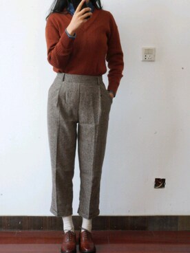 「アイテム（その他トップス、ブラウン系）」を使った、Ningさん（レディース・169cm）の春コーディネート