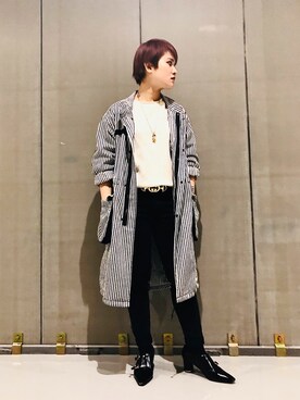 「ロングジャケット」｜「アイテム（ミリタリージャケット）」を使った、RUIさん（レディース・159cm）の春コーディネート