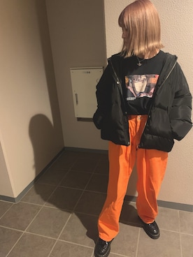 「X-girl（エックスガール）のWIDE TAPERED PANTS（その他パンツ）」を使った、ヤビさん（レディース・161cm）の春コーディネート