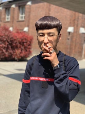 「Gosha Rubchinskiy（ゴーシャラブチンスキー）のアイテム（バッグ）」を使った、粗相創造神さん（メンズ・177cm）の春コーディネート