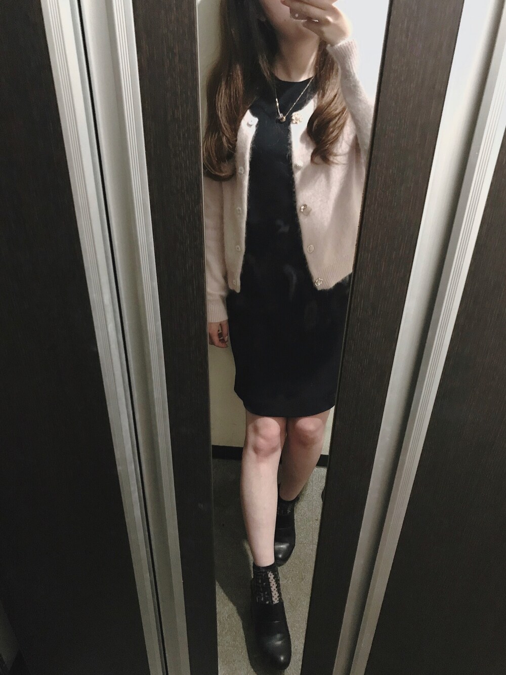 「シンプルコーデ、ワンピース、デート、JILL by Jillstuart、noela、GU」｜「JILL by JILL STUARTの【CanCam 12月号掲載】ANGORA CARDIGAN（カーディガン/ボレロ、ピンク系）」を使った、はるるさん（レディース・155cm）の秋コーディネートの1枚目の写真