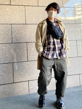 「niko and...（ニコアンド）のアイテム（ステンカラーコート）」を使った、neburu3さん（メンズ・171cm）の冬コーディネート