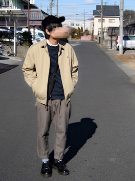 「Right-on（ライトオン）のアイテム（キャップ）」を使った、おさかなさん（メンズ・169cm）の冬コーディネート