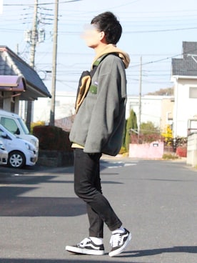 「スナップT」｜「アイテム（ジャケット/アウター）」を使った、おさかなさん（メンズ・169cm）の冬コーディネート