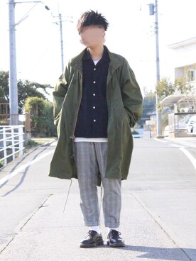 「アンクルパンツ」｜「アイテム（モッズコート）」を使った、おさかなさん（メンズ・169cm）の春コーディネート