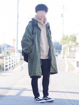 「オールドスクール」｜「アイテム（モッズコート）」を使った、おさかなさん（メンズ・169cm）の秋コーディネート