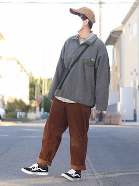 「Right-on（ライトオン）のアイテム（キャップ）」を使った、おさかなさん（メンズ・169cm）の冬コーディネート
