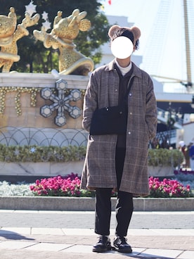 「ディズニー」｜「アイテム（その他アウター）」を使った、おさかなさん（メンズ・169cm）の冬コーディネート