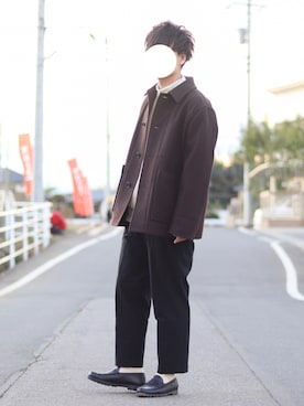 「Paraboot」｜「アイテム（ステンカラーコート）」を使った、おさかなさん（メンズ・169cm）の冬コーディネート