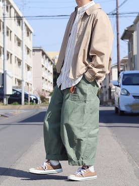 「BURBERRY（バーバリー）のアイテム（ブルゾン）」を使った、おさかなさん（メンズ・169cm）の春コーディネート