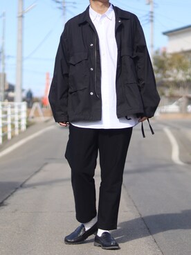 「BEAMS（ビームス）のBEAMS / ルーズ ミリタリーブルゾン（ミリタリージャケット）」を使った、おさかなさん（メンズ・169cm）の春コーディネート