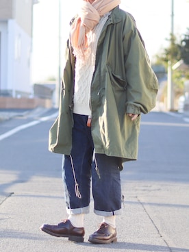 「Scye（サイ）のアイテム（パンツ）」を使った、おさかなさん（メンズ・169cm）の冬コーディネート