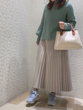 「アコーディオンプリーツ」｜「アイテム（スカート）」を使った、sakuraさん（レディース・153cm）の冬コーディネート