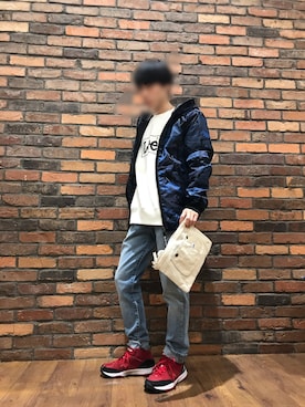 「Lee（リー）のアイテム（クラッチバッグ）」を使った、はっしーさん（メンズ・168cm）の秋コーディネート
