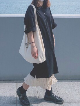 「UNIQLO（ユニクロ）のアイテム（スカート、ブラック系）」を使った、yingggggggggさん（レディース）の夏コーディネート