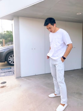 「H&M（エイチ・アンド・エム）のアイテム（スリッポン）」を使った、Satoruさん（メンズ・178cm）の夏コーディネート