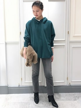 「アイテム（パーカー、グリーン系）」を使った、kanoさん（メンズ・165cm）の秋コーディネート