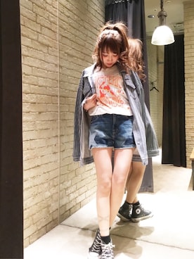 「ショーパン」｜「アイテム（デニムジャケット）」を使った、NAGISAさん（レディース・160cm）の春コーディネート
