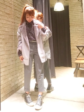 「ブラウス」｜「アイテム（ムートンコート）」を使った、NAGISAさん（レディース・160cm）の秋コーディネート