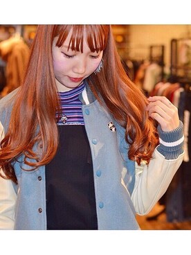 「hystericglamour」｜「アイテム（スタジャン）」を使った、NAGISAさん（レディース・160cm）の秋コーディネート