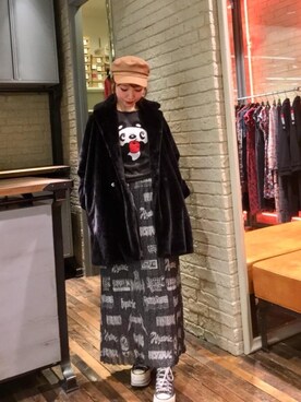 「ビッグサイズコーデ」｜「アイテム（ムートンコート）」を使った、NAGISAさん（レディース・160cm）の冬コーディネート