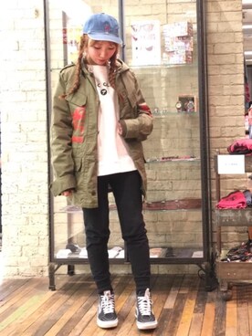 「ビッグサイズコーデ」｜「アイテム（ジャケット/アウター）」を使った、NAGISAさん（レディース・160cm）の冬コーディネート