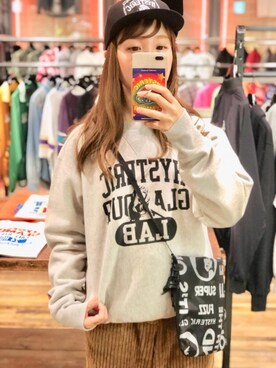 「HYSTERIC GLAMOUR（ヒステリックグラマー）のHYS WHISKY柄 刺繍キャップ（キャップ）」を使った、NAGISAさん（レディース・160cm）の秋コーディネート