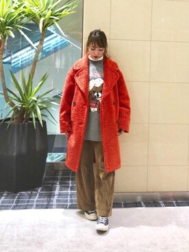 「アイテム（ピーコート、オレンジ系）」を使った、NAGISAさん（レディース・160cm）の秋コーディネート