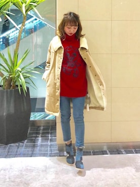 「HYSTERIC GLAMOUR（ヒステリックグラマー）のアイテム（ステンカラーコート）」を使った、NAGISAさん（レディース・160cm）の秋コーディネート