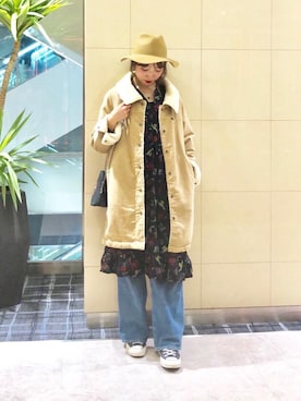 「HYSTERIC GLAMOUR（ヒステリックグラマー）のアイテム（ステンカラーコート）」を使った、NAGISAさん（レディース・160cm）の秋コーディネート