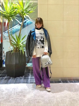 「パンクコーデ」｜「アイテム（ライダースジャケット）」を使った、NAGISAさん（レディース・160cm）の冬コーディネート