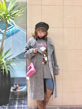 「ラフコーデ」｜「アイテム（ピーコート）」を使った、NAGISAさん（レディース・160cm）の冬コーディネート
