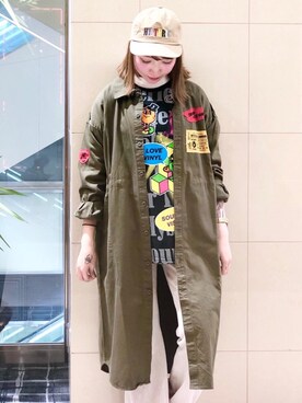 「パンクコーデ」｜「アイテム（シャツワンピース）」を使った、NAGISAさん（レディース・160cm）の冬コーディネート