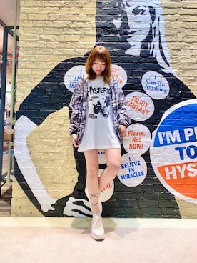 「ロックコーデ」｜「アイテム（ブルゾン）」を使った、NAGISAさん（レディース・160cm）の春コーディネート