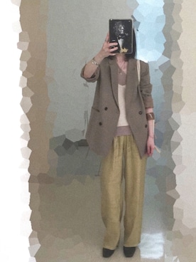 「チェック柄に恋してる」｜「アイテム（キャミソール）」を使った、ぬ🥚さん（レディース・165cm）の秋コーディネート