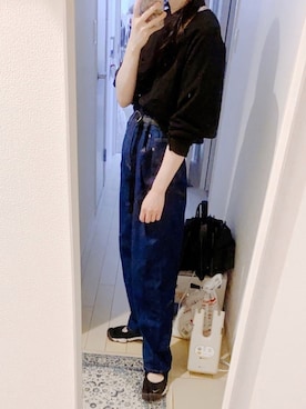 「ハイウエスト」｜「アイテム（Tシャツ/カットソー）」を使った、ぬ🥚さん（レディース・165cm）の春コーディネート