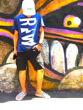 「G-STAR RAW（ジースターロゥ）のアイテム（帽子）」を使った、T.Sさん（メンズ・168cm）の夏コーディネート