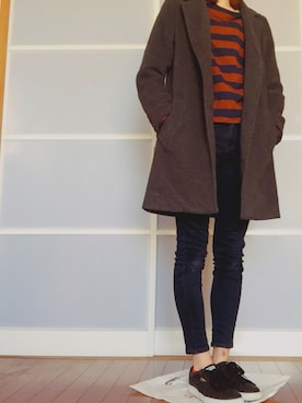 「テラコッタ」｜「アイテム（チェスターコート）」を使った、🌸さん（レディース・162cm）の冬コーディネート