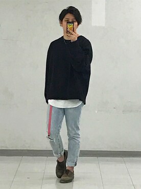 「SHARED EMODA（シェアードエモダ）のアイテム」を使った、まぼんさん（メンズ・171cm）の春コーディネート