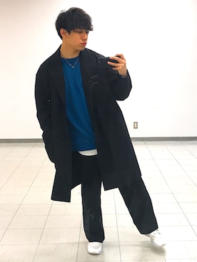 「N.HOOLYWOOD（N.ハリウッド）のアイテム（チェスターコート）」を使った、まぼんさん（メンズ・171cm）の秋コーディネート