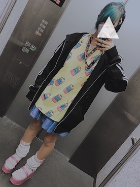 「原宿」｜「アイテム（サンダル）」を使った、はぴまるちゃんさん（レディース・154cm）の春コーディネート