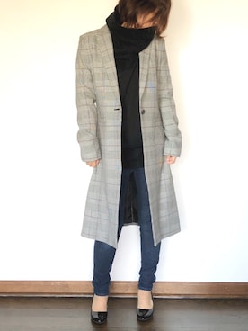 「Calvin Klein（カルバン・クライン）のアイテム（チェスターコート）」を使った、BROOKLYNさん（レディース・160cm）の秋コーディネート