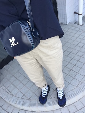 「courreges（クレージュ）のアイテム（ショルダーバッグ、ブルー系）」を使った、zoumeiさん（レディース・158cm）の夏コーディネート