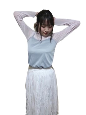 「GU（ジーユー）のアイテム（トップス、ピンク系）」を使った、𝒶𝓂𝒾さん（レディース）の春コーディネート