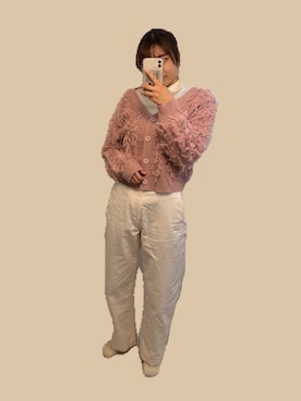 「TORTE（トルテ）のアイテム（カーディガン/ボレロ、ピンク系）」を使った、𝒶𝓂𝒾さん（レディース）の春コーディネート