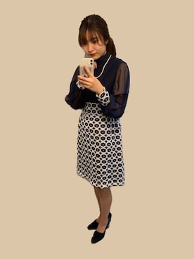 「usedのアイテム（ワンピース、ブルー系）」を使った、𝒶𝓂𝒾さん（レディース）の春コーディネート